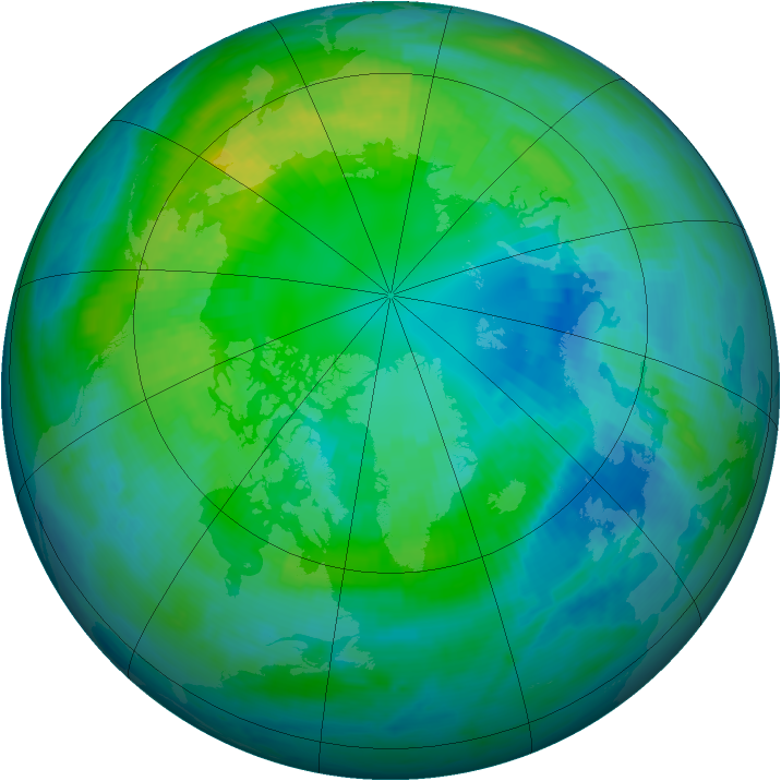 Arctic ozone map for 13 October 1998